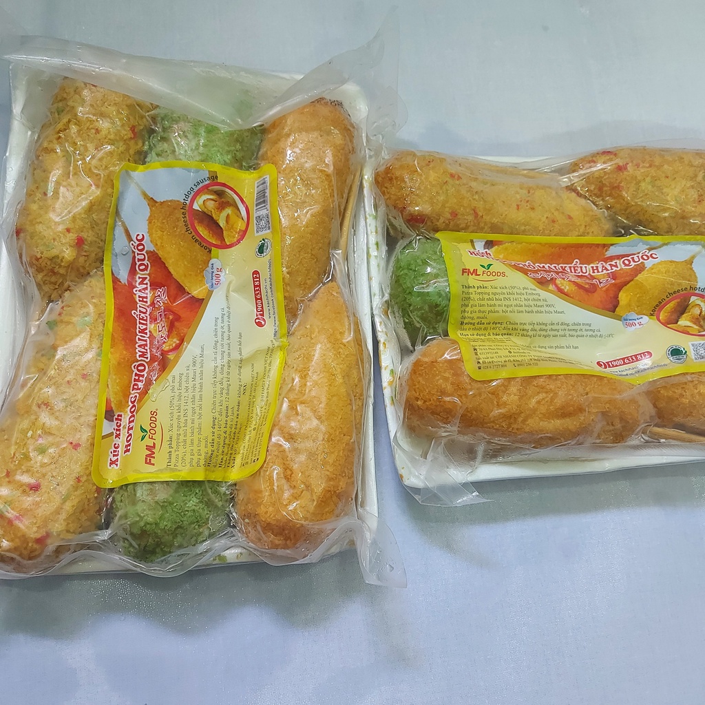 Giao HCM Hotdog Xúc Xích Phô Mai thơm ngon Khay 6 cây to 500g, chiên ăn vặt