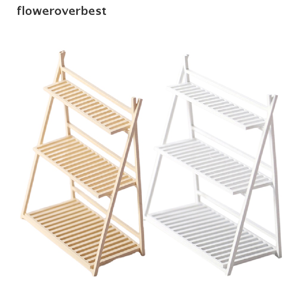 Kệ ba tầng đựng chậu hoa mini dùng để trang trí nhà búp bê tỉ lệ 1: 12