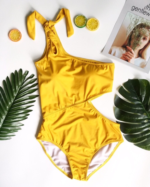 Bikini chéo vai cột nơ một mảnh nhiều màu