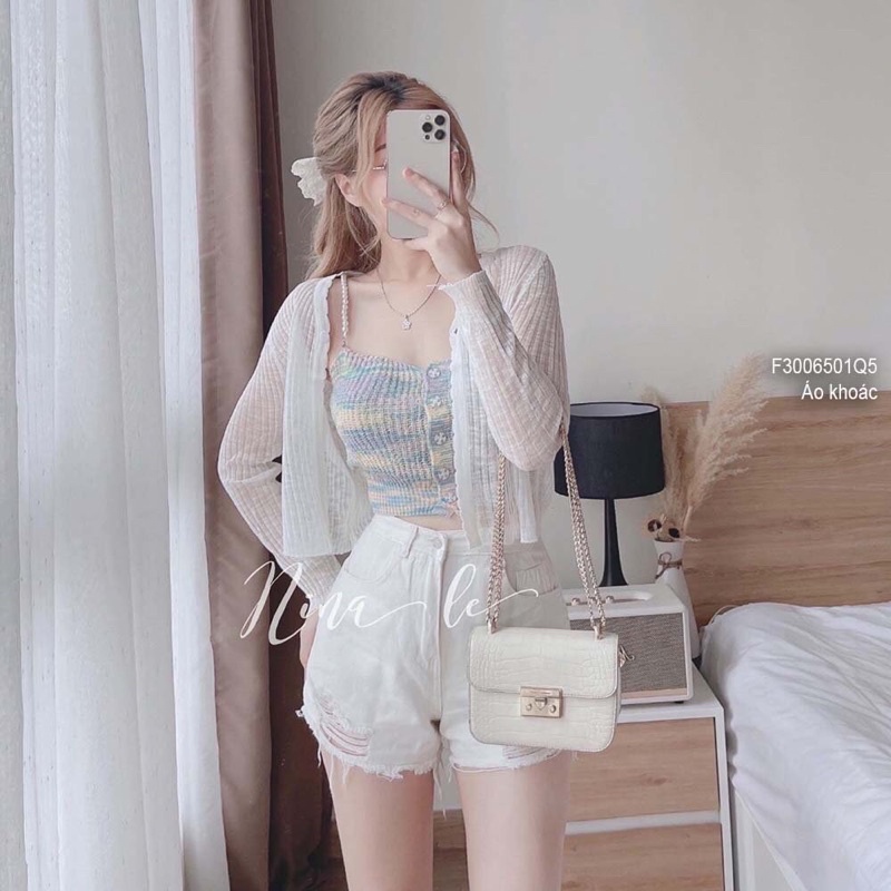 Áo khoác Len mỏng 1 nút gân nổi s TT3006