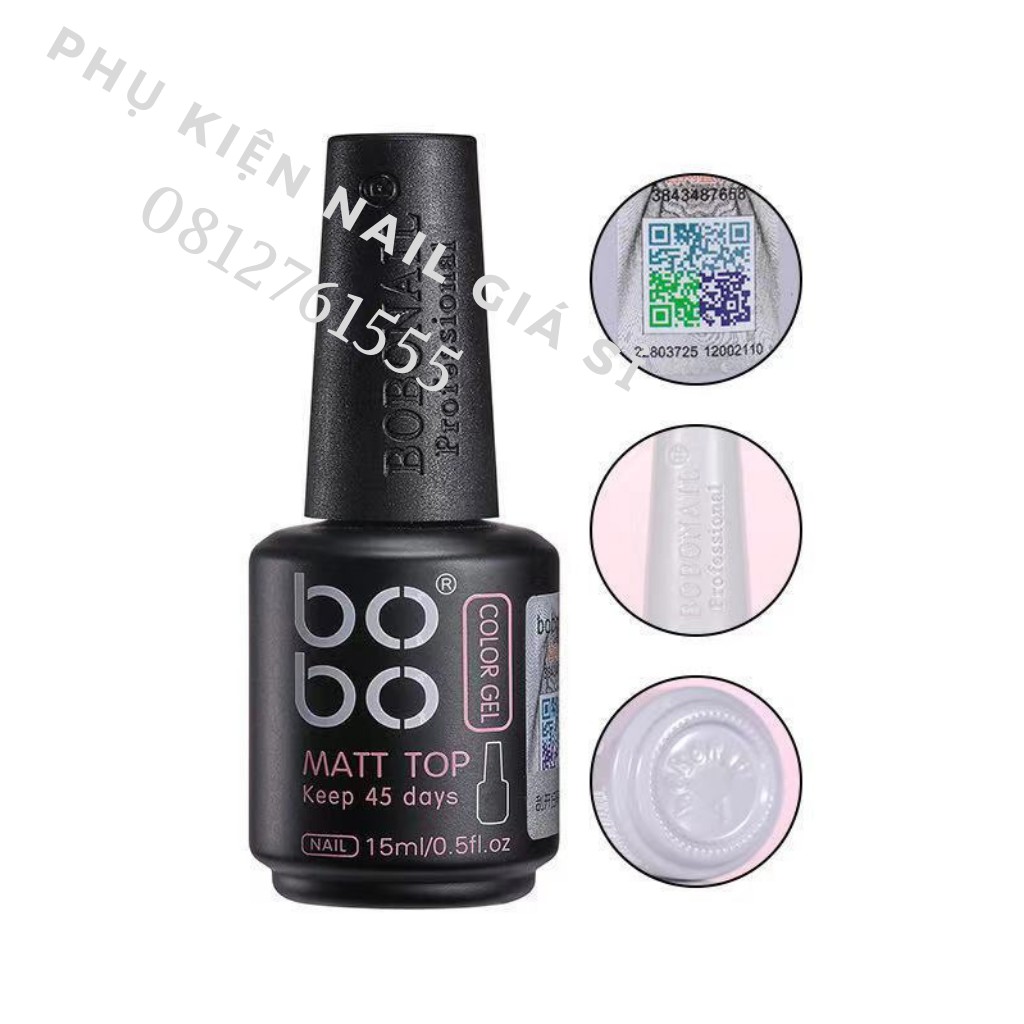 Base top Bobo chính hãng - gel liên kết, top phủ bóng, cứng móng, top lì Bobo