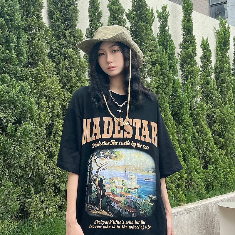 Áo Thun Ngắn Tay Oversize In Họa Tiết Vintage Theo Phong Cách Hip Hop Dành Cho Nam / Nữ / Size S-3XL
