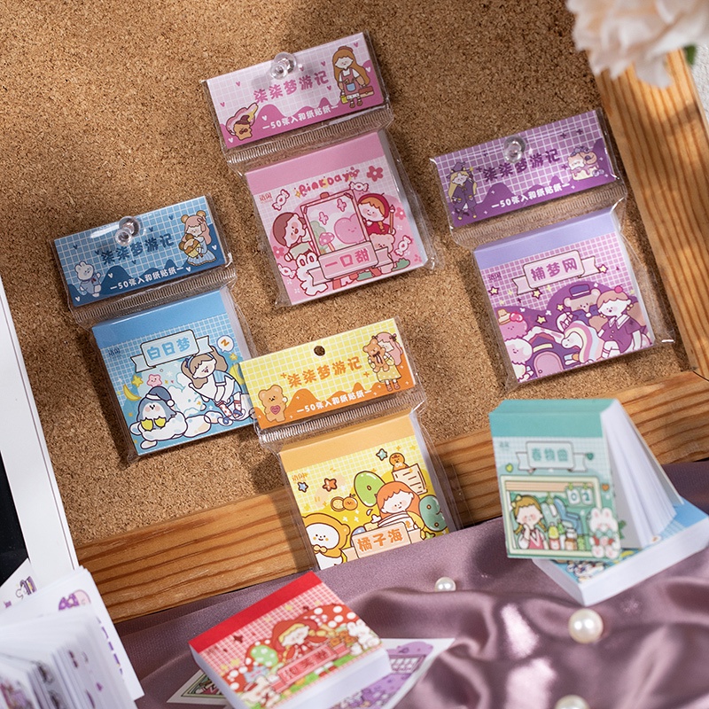 Bộ 50 Tờ sticker 77 Họa Tiết Hoạt Hình Vẽ Tay Trang Trí Thủ Công