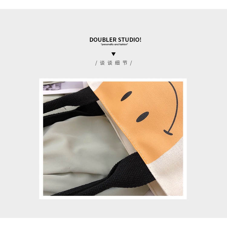 Túi Xách Canvas Cỡ Lớn Phối Màu Tương Phản Thời Trang Hàn Quốc Cho Nữ