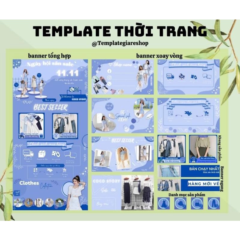 Mã 2 bộ template trang trí cho shop thời trang