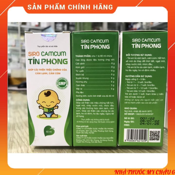 Siro cảm cúm Tín Phong cho trẻ em chiết xuất từ thảo dược - mẫu mới