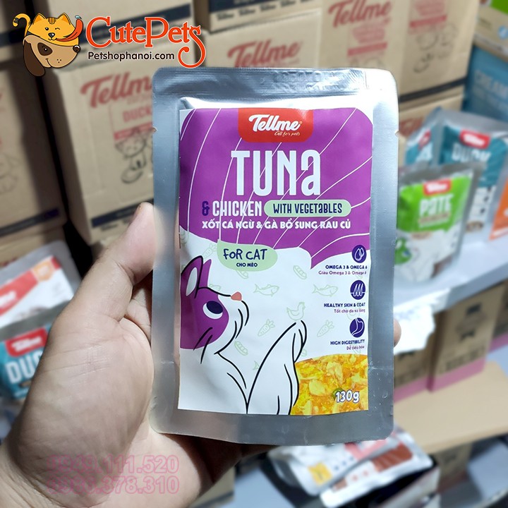 Pate cho mèo dạng sốt Tellme 130g 100% nguyên liệu tự nhiên - CutePets