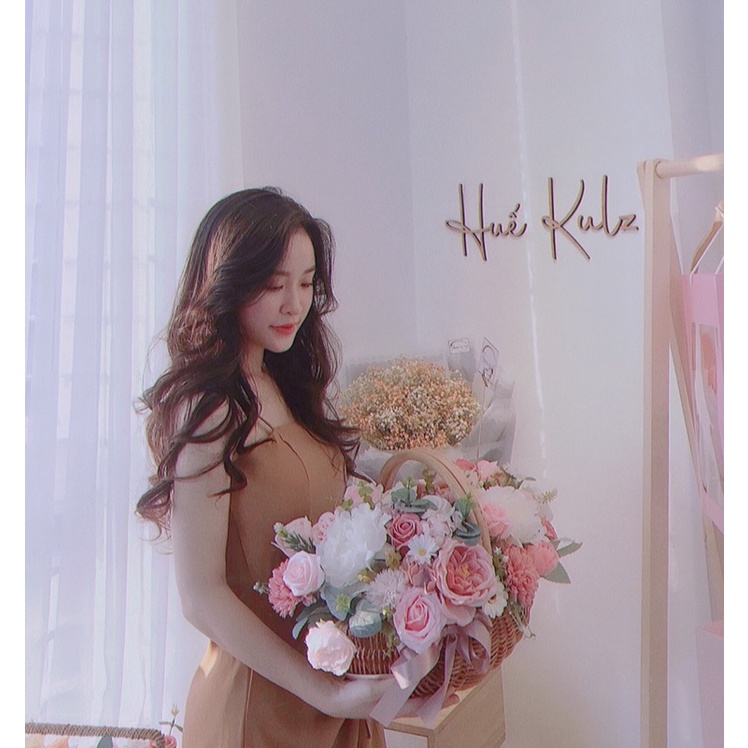 Giỏ hoa lụa mix hoa sáp tặng mẹ, cô quà 20/10