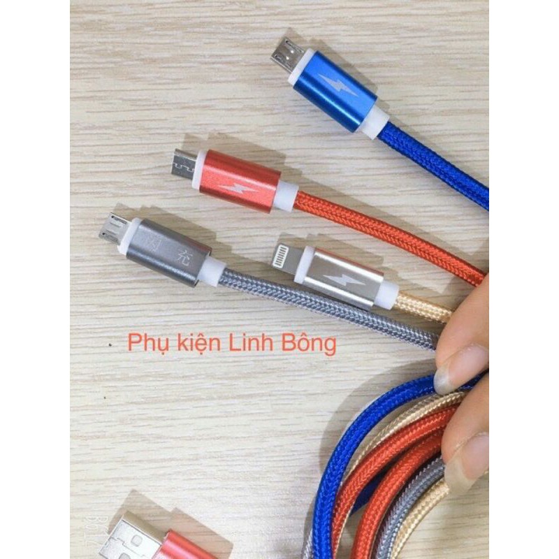 (SIÊU RẺ) Cáp Sạc Dài 3m / 2m / 1m Bọc Dù Siêu Bền iphone / lingtning / micro / oppo samsung / Type C