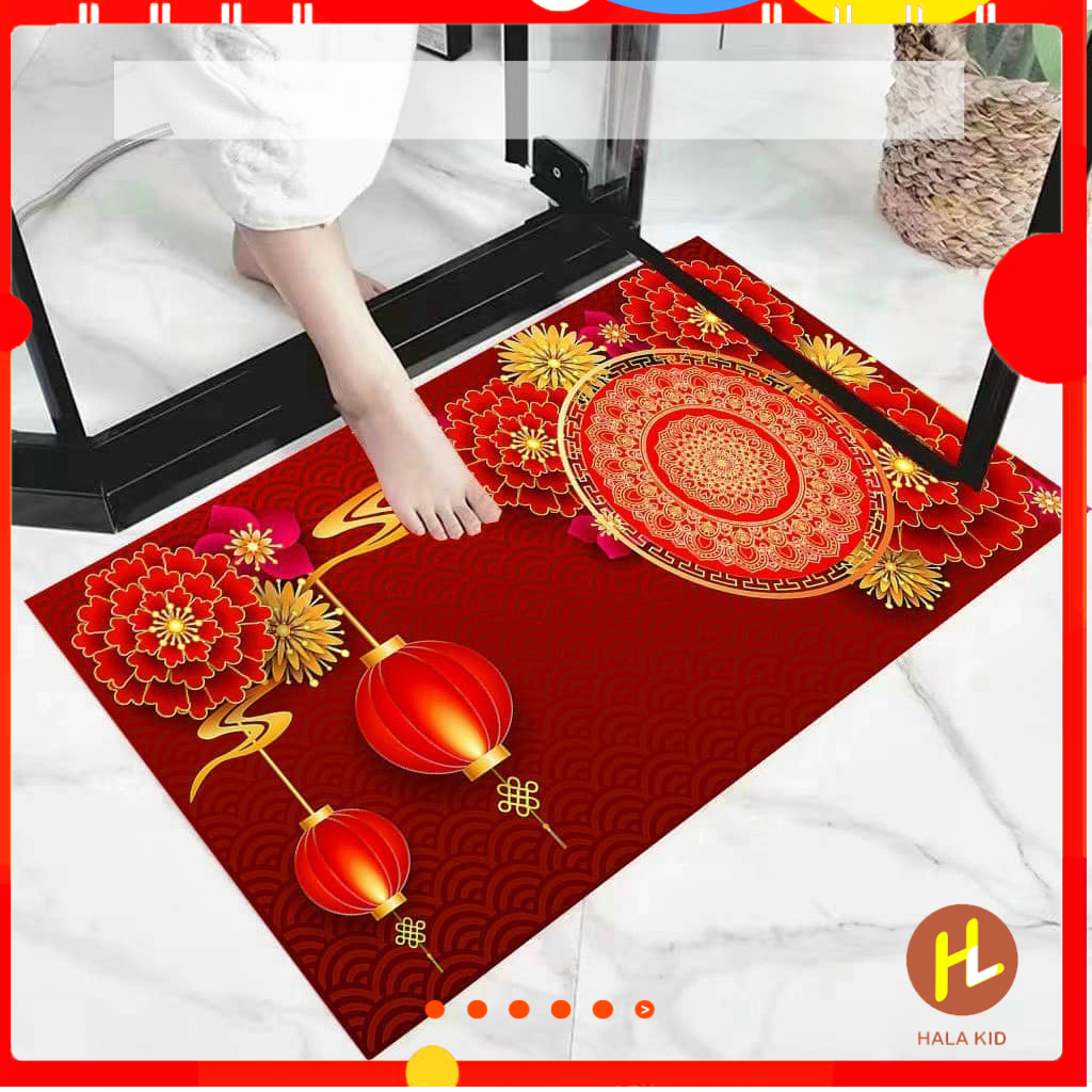 Thảm lau chân tết 3D sắc đỏ Quý Mão 2023- 40x60cm