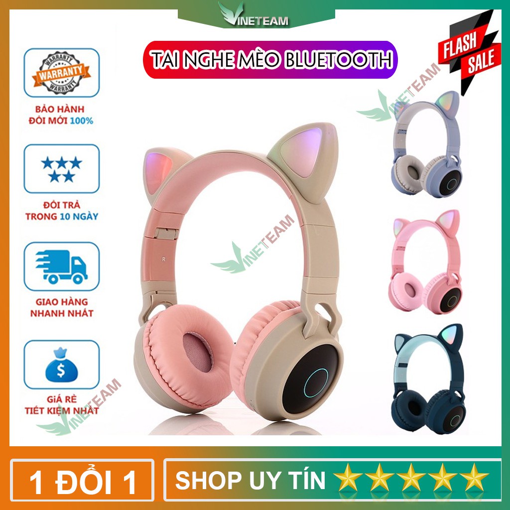 Tai Nghe Tai Mèo HEADPHONE CATEAR Model BT028C Bluetooth 5.0 Chống Ồn, Bass Chắc, Êm Tai -dc4199