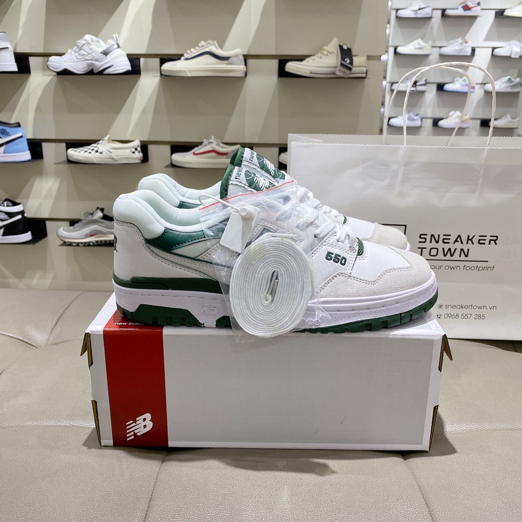 Giày thể thao sneaker (NB_550) Trắng Xanh Lá