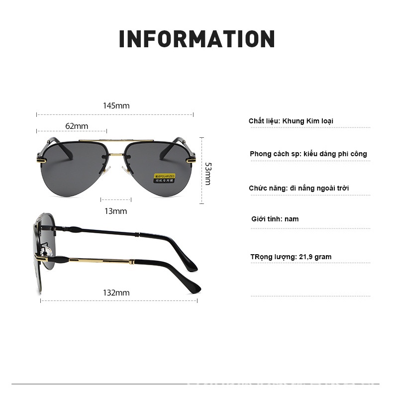 Kính mát nam M30b phân cực chống tia UV kiểu dáng phi công thời trang sử dụng khi đi đường, dã ngoại gọng bằng thép