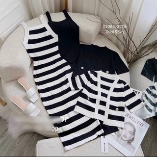 set đầm 2 dây body kèm áo khoác ngắn ngoài tay ngắn chất thun gân
