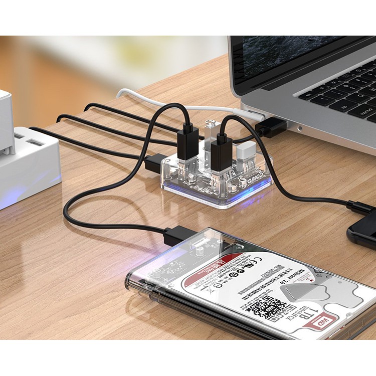 Bộ chia HUB hãng Orico | Glowy 4 cổng USB (Hub USB 3.0) - Hàng Chính Hãng - Bảo hành 1 năm !!!