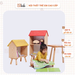 Kệ Sách DSD KIDS 100% Gỗ Tần Bì Nhập Khẩu, Hình Ngôi Nhà Đa Năng Đảm Bảo An Toàn Cho Bé