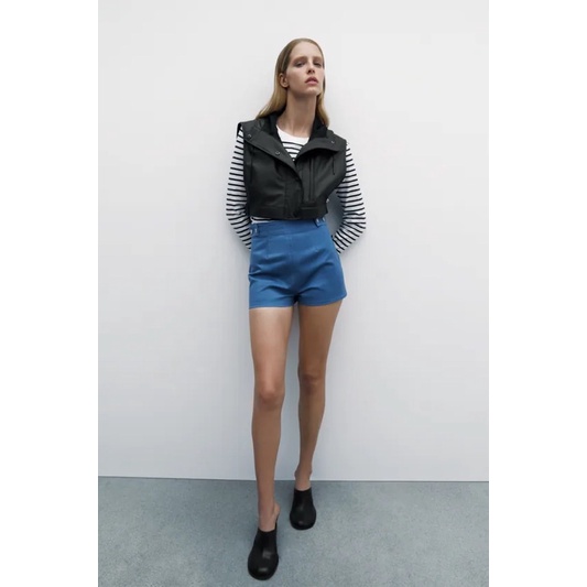 ZARA Đức - Quần váy auth new tag cao cấp chính hãng có sẵn sale skort giả short xanh jean ngắn 9123/090