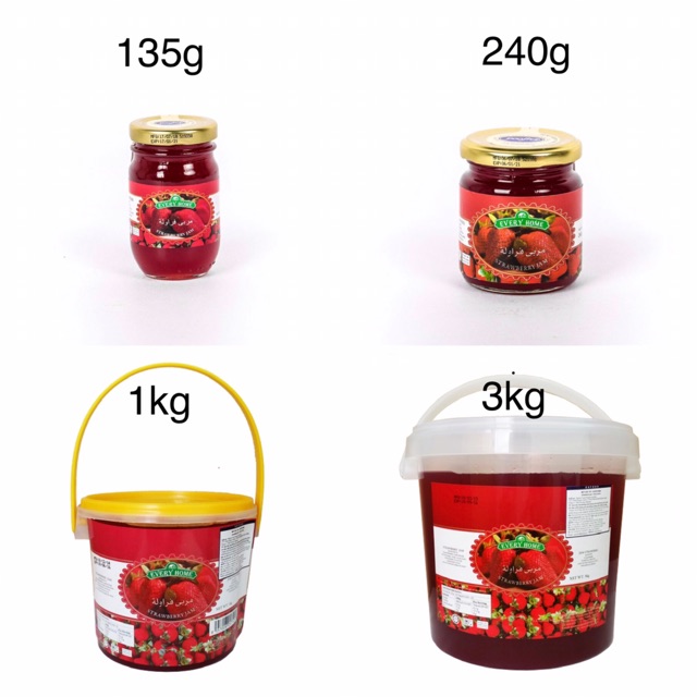 Mứt dâu Everyhome Malaysia 135g-3kg - Nhập khẩu chính hãng