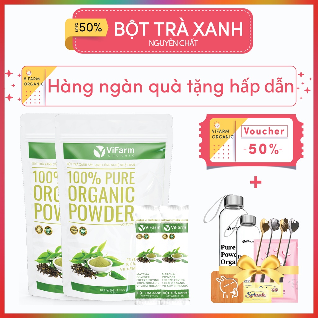 Bột Trà Xanh Matcha Nguyên Chất ViFarm 50Gram Sấy Lạnh Công Nghệ Nhật Bản, Bột Matcha Trà Xanh Làm Bánh, Đắp Mặt