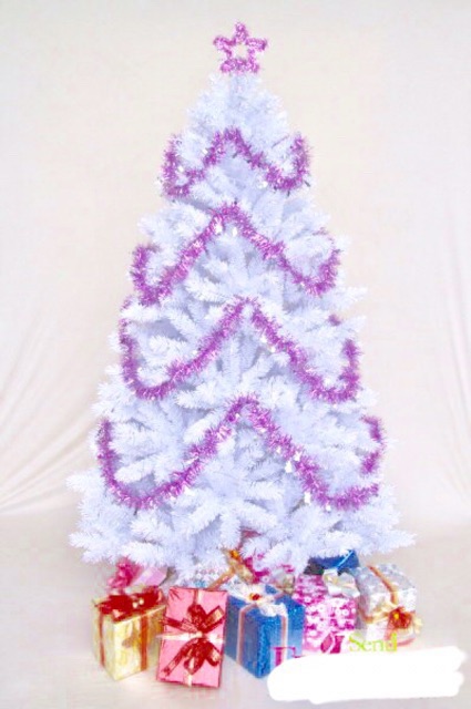 Cây thông Noel trắng đầu tròn 2 in 90cm - 1m2 - 1m5 - 1m8 - 2m1 - 2m4 - 3m lá dày dặn