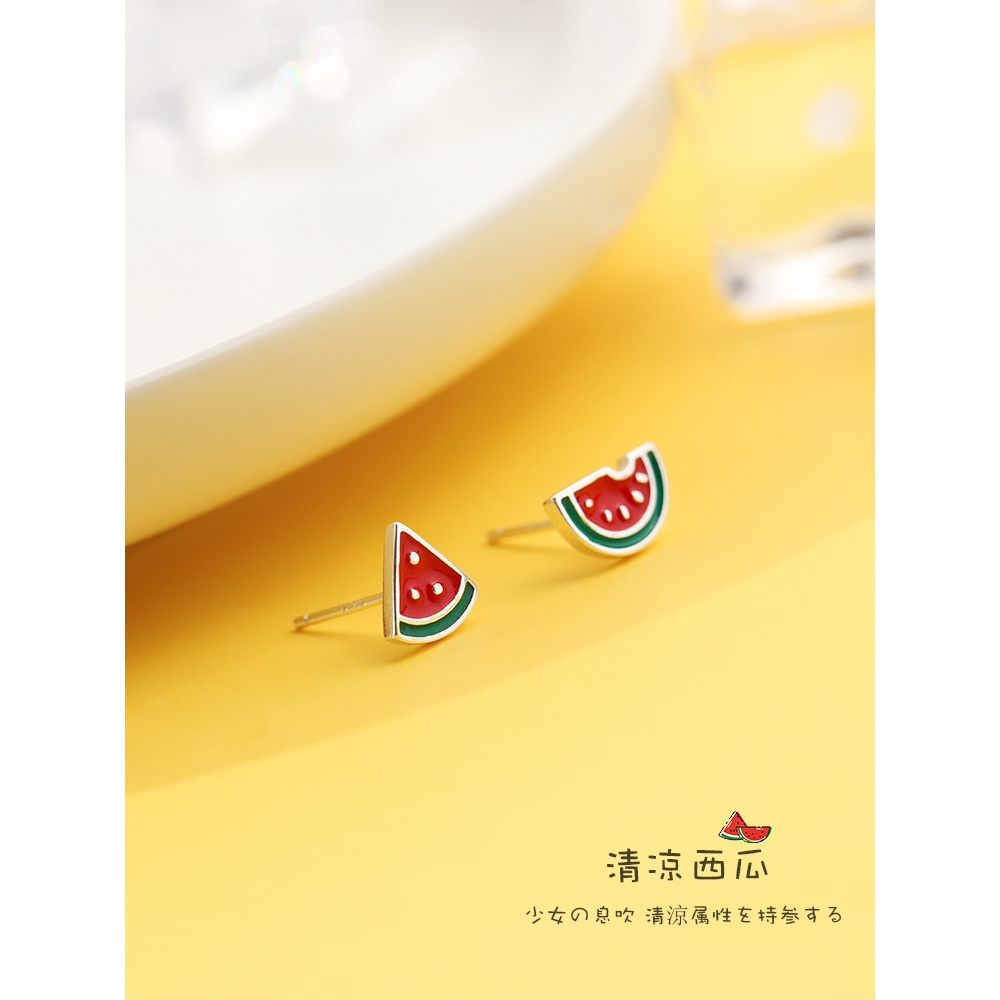 Bông Tai Mạ Bạc 925 Hình Dưa Hấu Dễ Thương