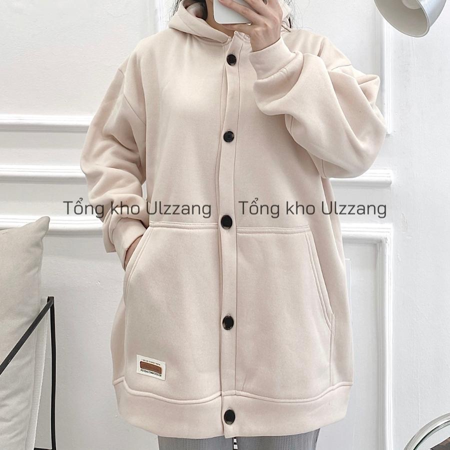 Áo Khoác Hoodie Cài Cúc Unisex Nam Nữ Chất Nỉ Bông Dày Dặn Form Rộng Oversize | BigBuy360 - bigbuy360.vn