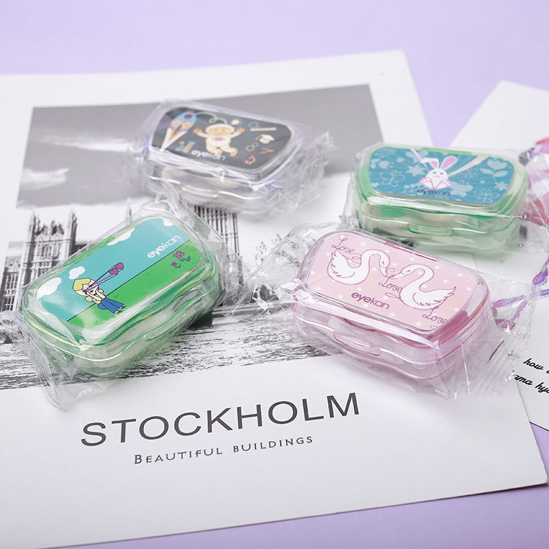 Khay đựng kính áp tròng họa tiết hoạt hình đáng yêu kèm nhíp gắp độc đáo tiện dụng