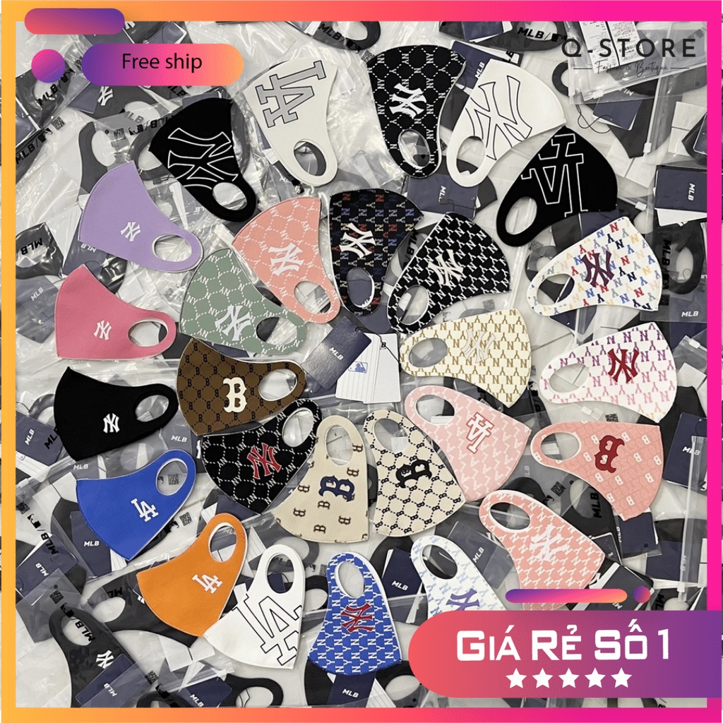 KHẨU TRANG NY Boston M.L.B MONOGRAM Mask | FULL TEM TAG CODE | CÓ VIDEO THẬT
