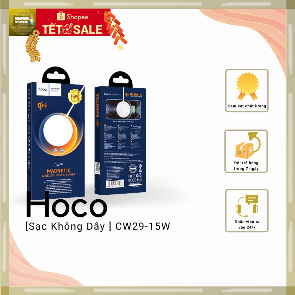 Bộ Sạc Không Dây Hoco CW29 - 15W hỗ trợ sạc định vị từ tính iPhone 12.
