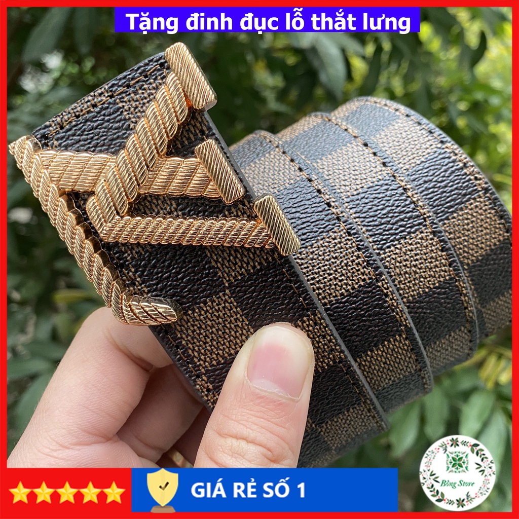 Thắt lưng nam LV dây lưng lv nam cao cấp dây may viền chắc chắn mặt kim loại nguyên khối trẻ trung sành điệu DLLV005