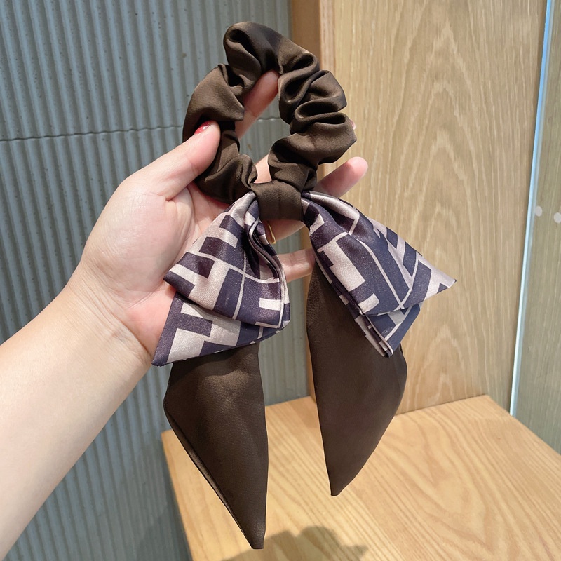 Dây buộc tóc thắt nơ in họa tiết chữ phong cách retro thời trang cho nữ