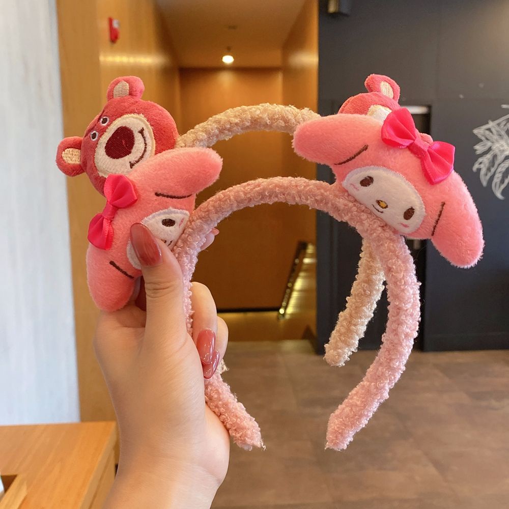 Băng Đô Cài Tóc Bằng Vải Bông Mềm Hình Gấu / Chó Dễ Thương Phong Cách Hàn Quốc Cho Nữ