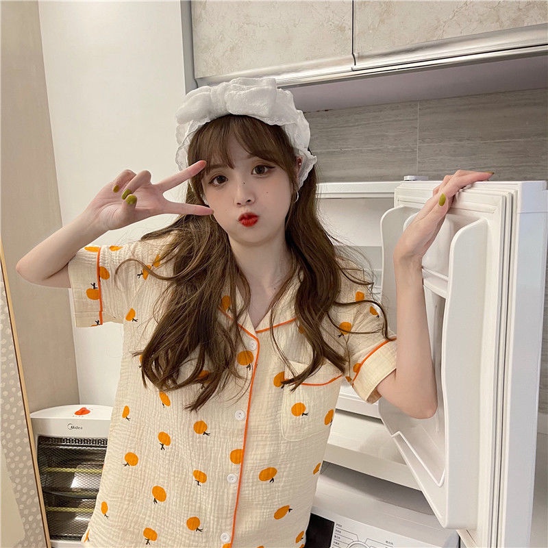Bộ Đồ Ngủ Hai Mảnh Mùa Hè Kích Thước Lớn Phong Cách Hàn Quốc Cho Nữ
