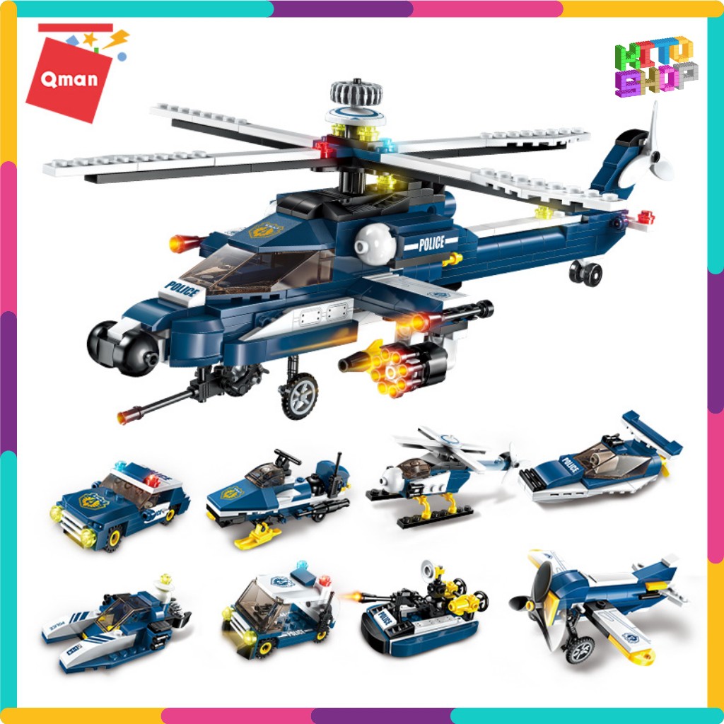 Đồ Chơi Xếp Hình Thông Minh Lego Cho Trẻ Từ 6 Tuổi Qman 1801 - Máy Bay Trực Thăng Quân Sự 381 Mảnh Ghép