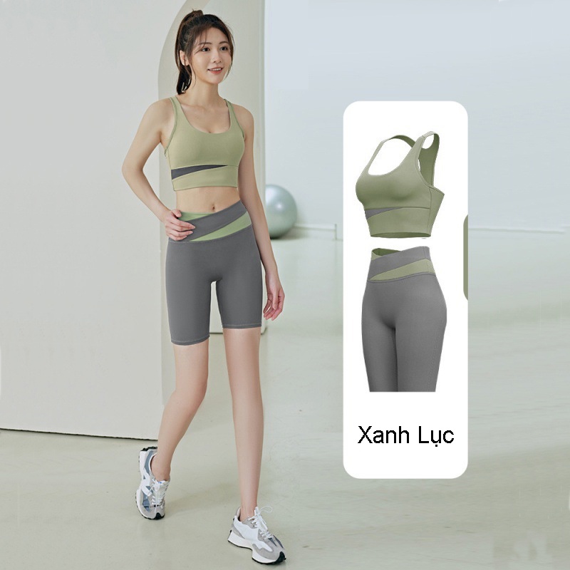Bộ Đồ Lửng Tập Gym Yoga Earobic Có Mút Ngực Thấm Hút Mồ Hôi Co Giãn 4 Chiều  - BL01