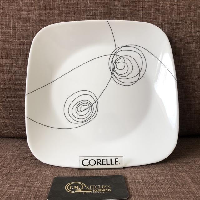 Dĩa Thủy Tinh Mỹ Vuông Scribble Lines Corelle 2211-2213-SL 23cm-26.5cm