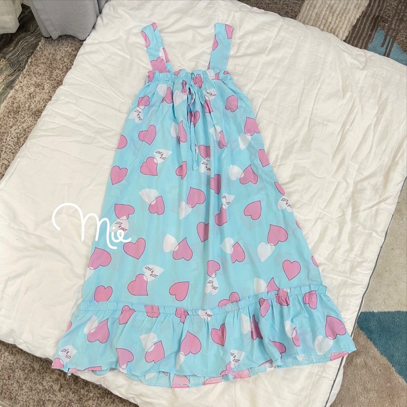 VÁY NGỦ 2 DÂY LANH MẶC NHÀ DÁNG SUÔNG HÌNH SIÊU CUTE MIE LOVE | BigBuy360 - bigbuy360.vn