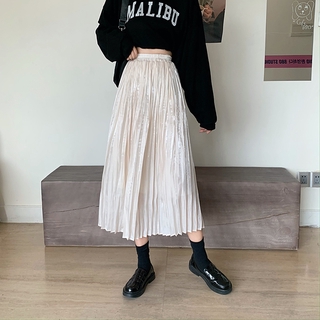 Chân Váy Midi Chữ A Xếp Ly Màu Trơn Thời Trang 37890