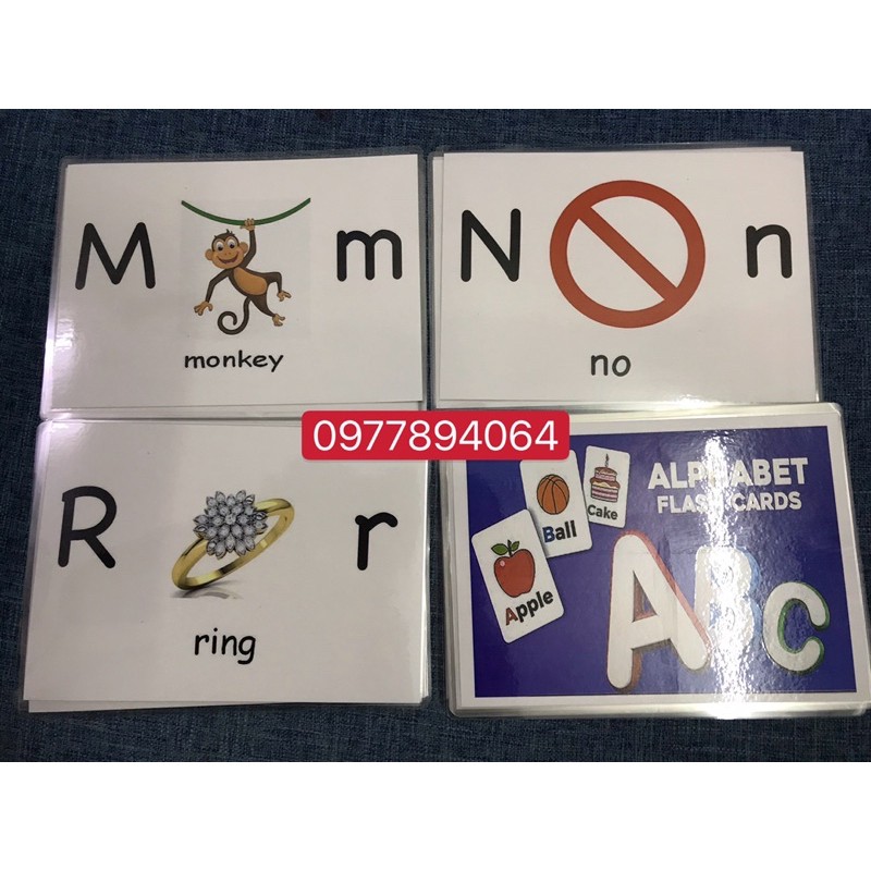 Flashcards 26 letters dạy phonics - ép plastic  kèm video❤️giáo cụ đồ dùng dạy học Tiếng Anh