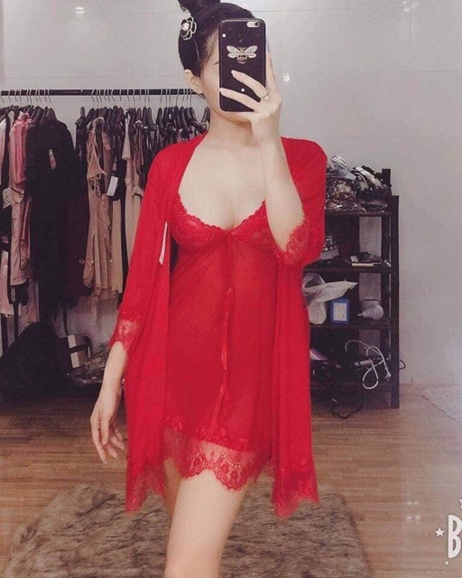 Set áo choàng +váy ngủ kèm quần chip cao cấp | BigBuy360 - bigbuy360.vn