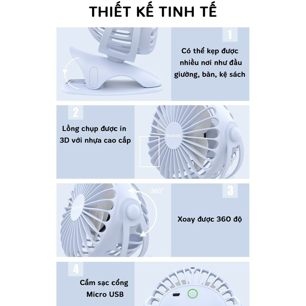Quạt tích điện dùng liên tục 32 tiếng Y-F04 6400mAh- Hàng chính hãng YOOBAO | BigBuy360 - bigbuy360.vn