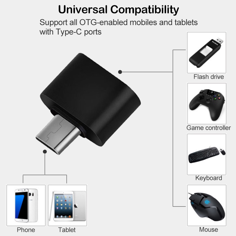 Đầu chuyển đổi otg cổng micro usb / type-c phù hợp máy tính bảng / pc hỗ trợ hệ điều hành android