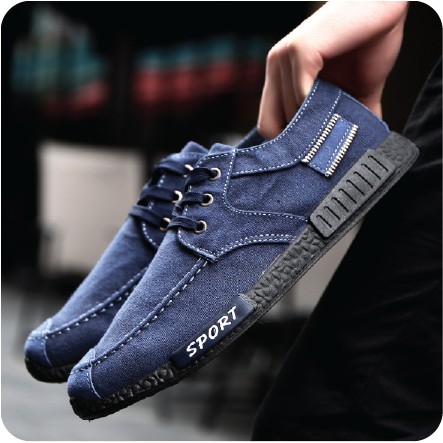 Giày Vải Màu Giả Bò Xanh Than [Folow Shop]