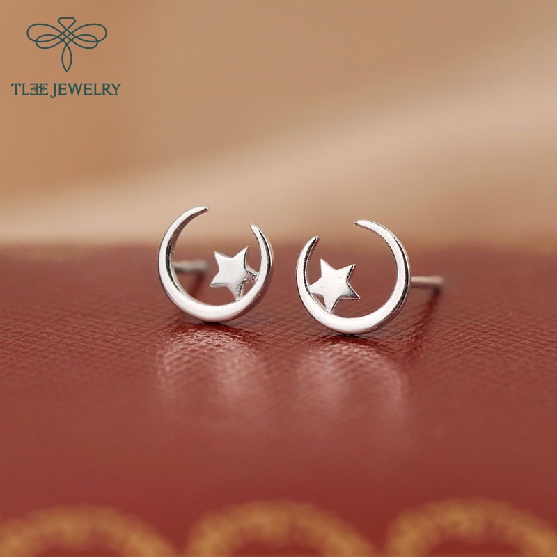 Khuyên tai bạc nữ TLEE trăng sao basic cá tính TleeJewelry B0192