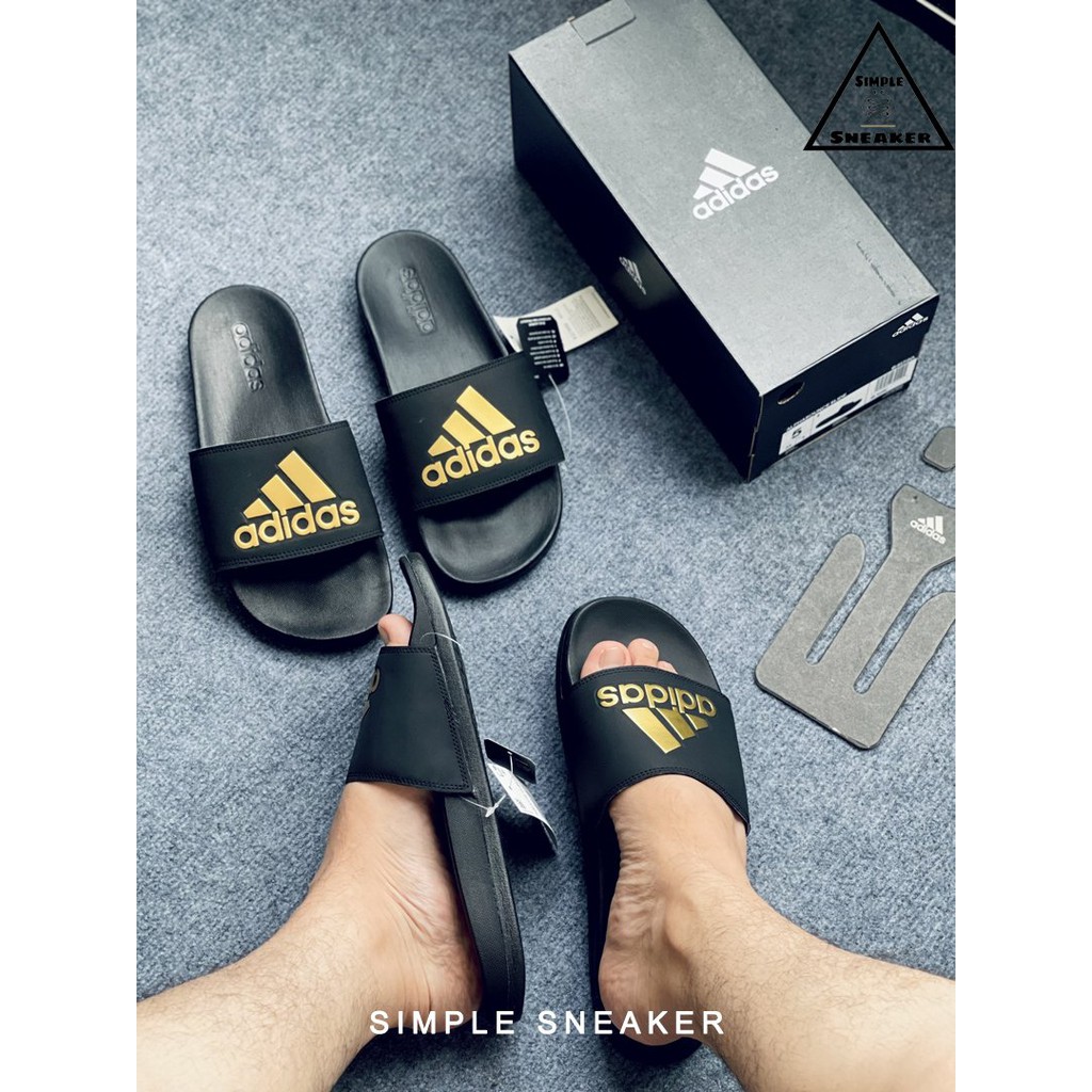 Dép Adidas Auth 💙FREESHIP💙Adidas Adilette Comfort Slides Black Gold - Dép Nam Quai Ngang Chính Hãng - Simple Sneaker