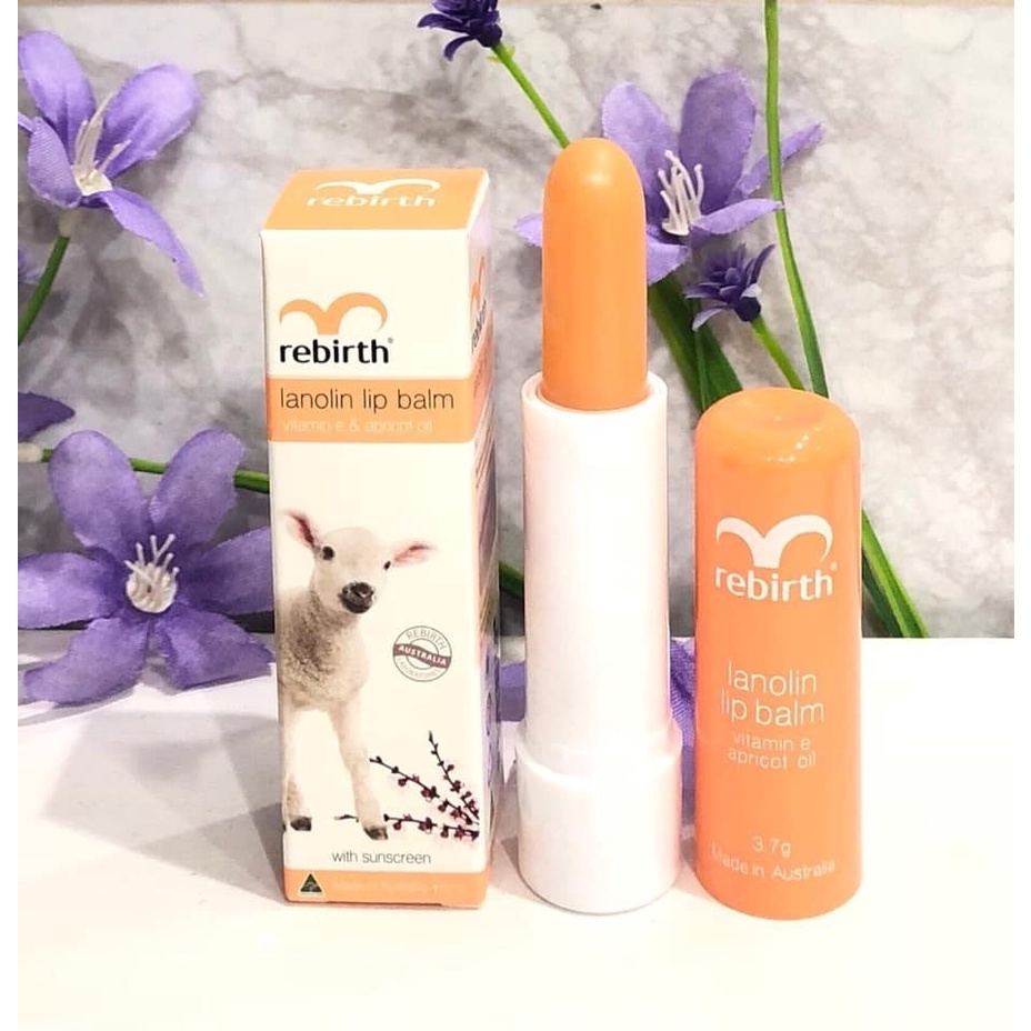 Son Dưỡng Môi Rebirth Nhau Thai Cừu Chống Khô &amp; Nứt Nẻ Hương Mơ 3.7g