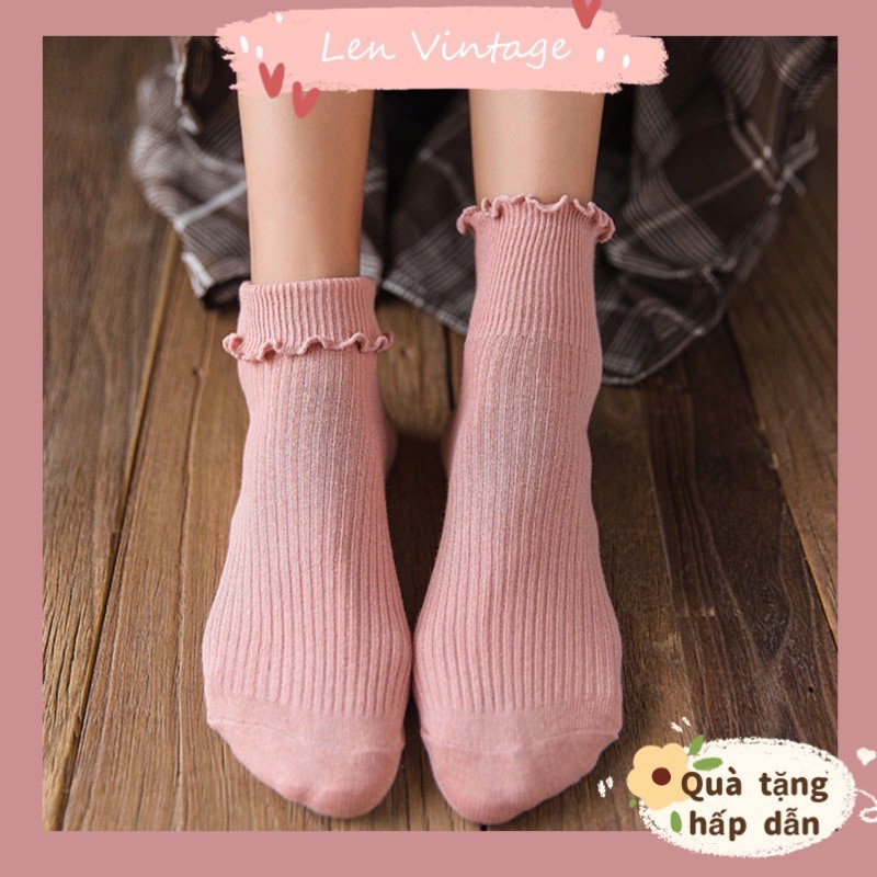 V03/Vớ cổ cao phong cách Nhật retro tất vintage cotton cô gái sinh viên ulzzang phong cách retro