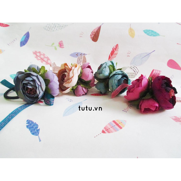 HOA TRÀ LỤA LÀM PHỤ KIỆN TÓC, VÒNG HOA, TRANG TRÍ NỘI THẤT PKC-018