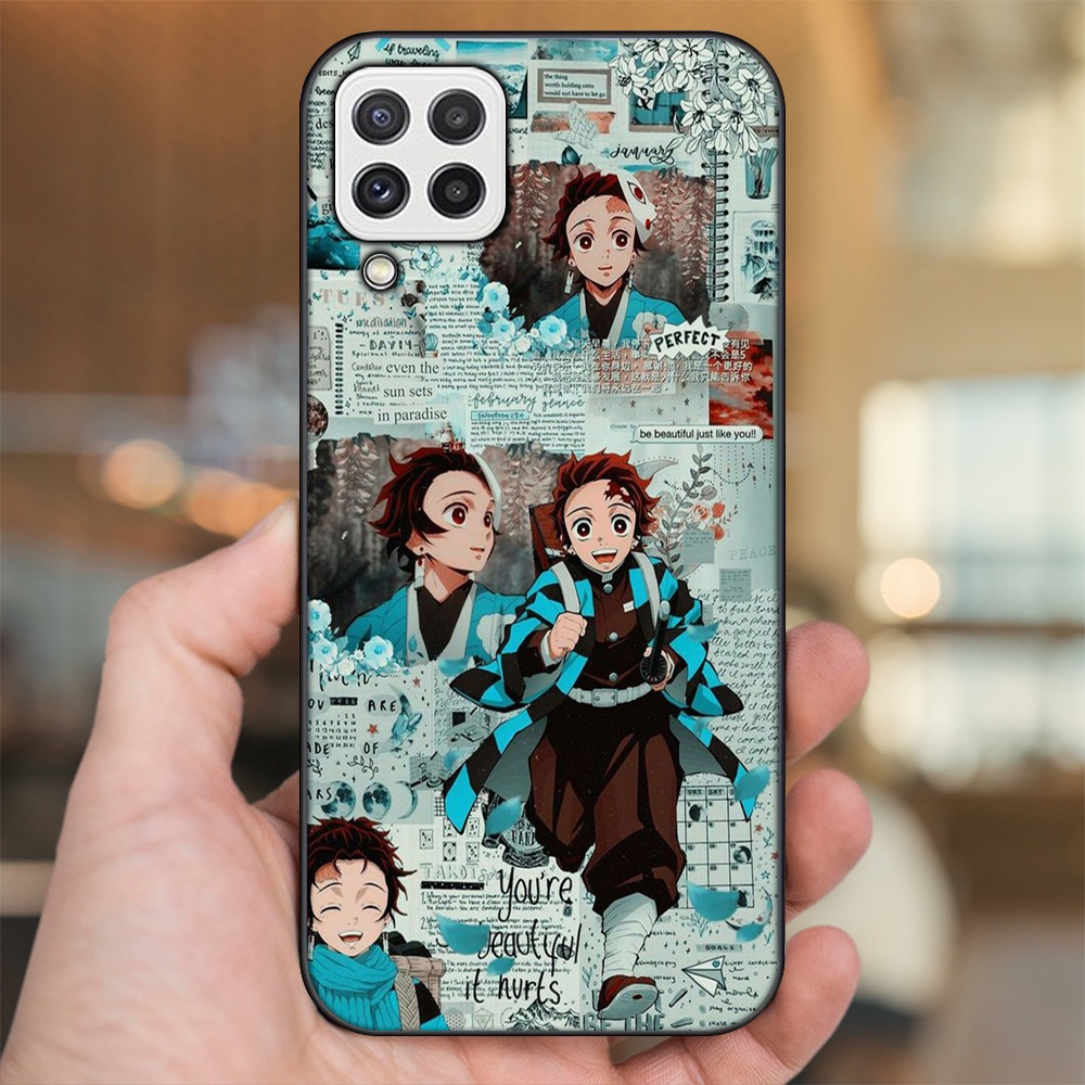 Ốp lưng Samsung A22 4G, A22 5G viền đen in hình Tanjiro Kimetsu No Yaiba