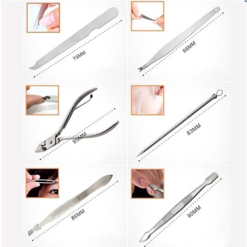 Bộ sản phẩm chăm sóc móng 12 món làm bằng thép không gỉ, bộ kìm bấm móng tay 12 chi tiết